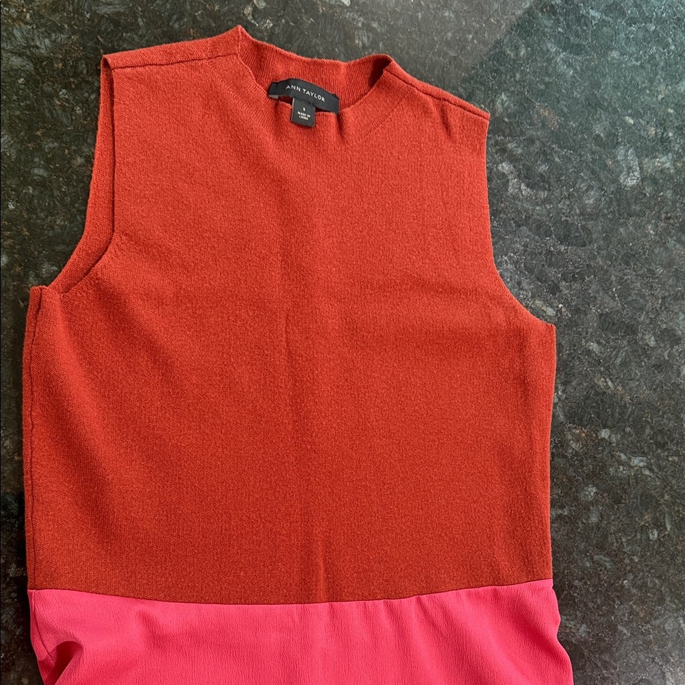 Ann Taylor Sleeveless Midi Dress - Red and Pink - Picture 4 of 8